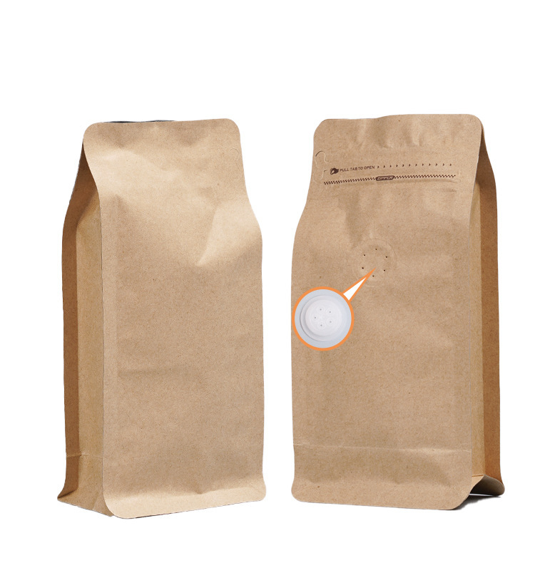 Bolsa de sellado de válvula de aire de té y café transfronterizos, bolsas de embalaje de alimentos de nueces, bolsas de sellado de ocho lados de aluminio, venta al por mayor.