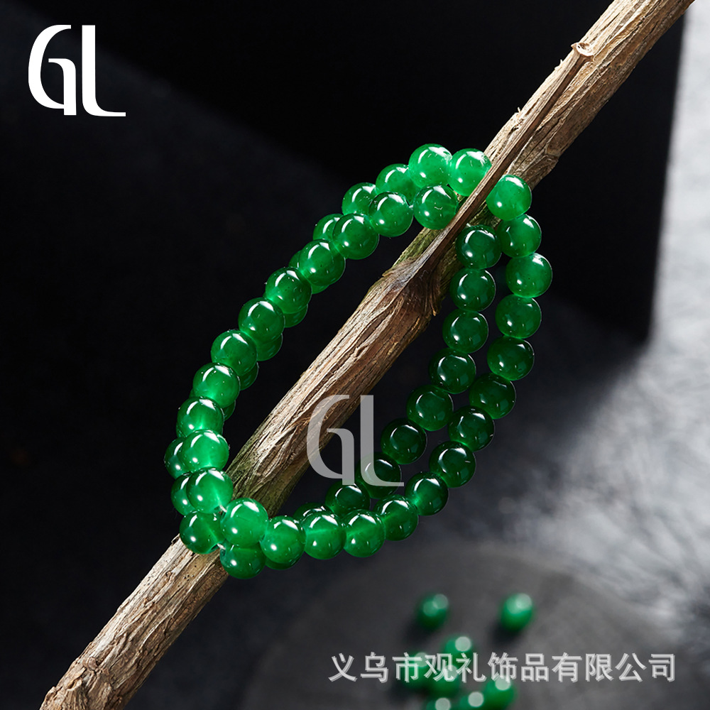 Primavera y verano imitación de cristal imitación de jade natural de 8mm de color sólido perlas de vidrio perlas diy accesorios de pulsera perlas sueltas