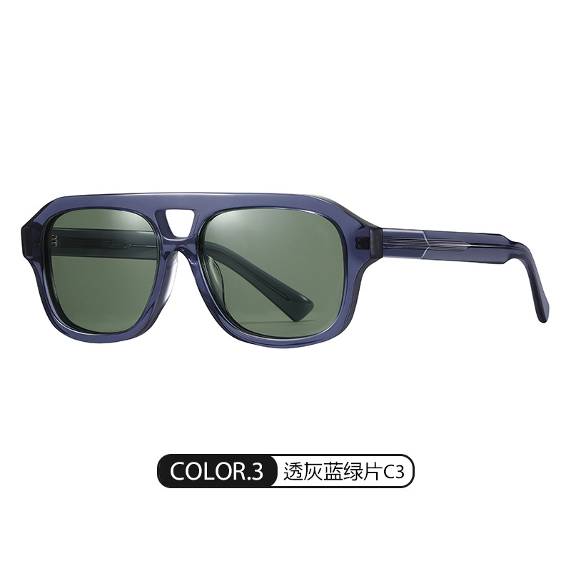 Gafas de sol polarizadas de hoja hechas a mano S32102 Gafas de sol de conducción de doble viga de moda para hombres Gafas de sol de protección solar al aire libre