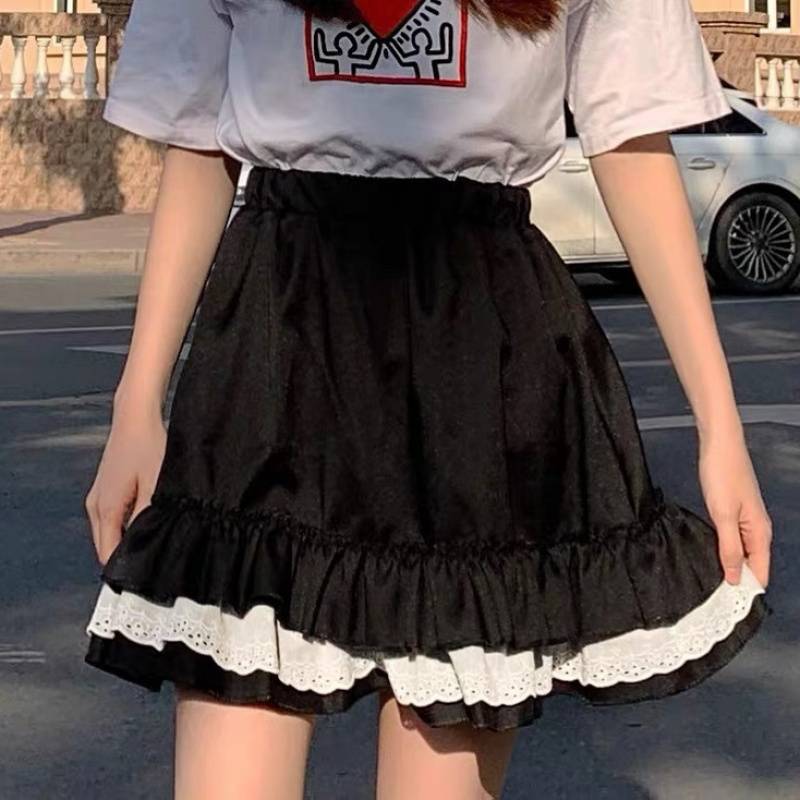 Summer lace Japanese mini-skirt
