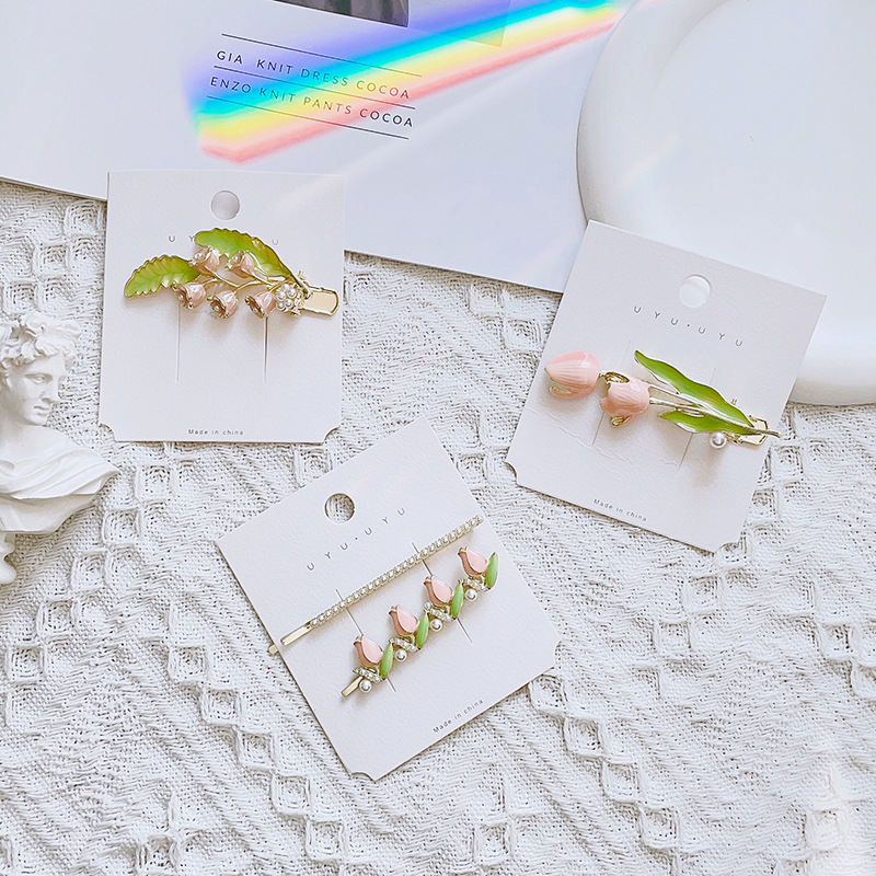 Japanischer Stil Süss Blume Legierung Emaille Überzug Inlay Perle Haarklammer display picture 1