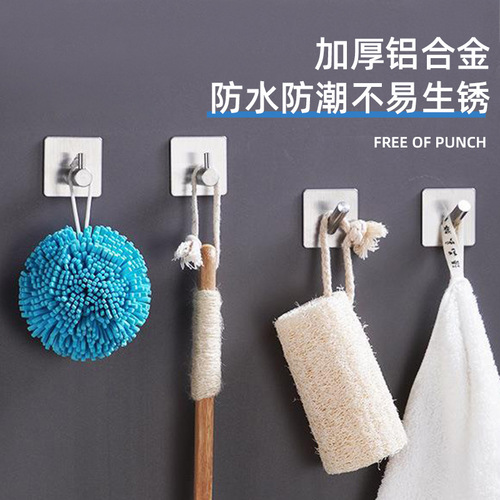Stainless steel hook, adhesive, strong load-bearing, traceless, non-perforating, bathroom, kitchen door, rear wall-mounted towel hook