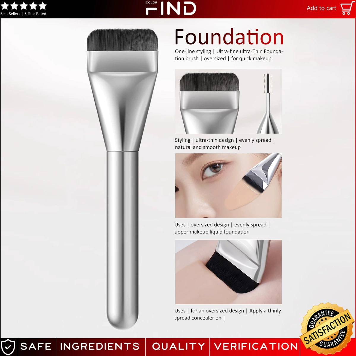 Плоская кисть для тональной основы, не впитывающая, с плоской головкой, для начинающих, трансграничная торговля, дропшиппинг, напрямую с завода.