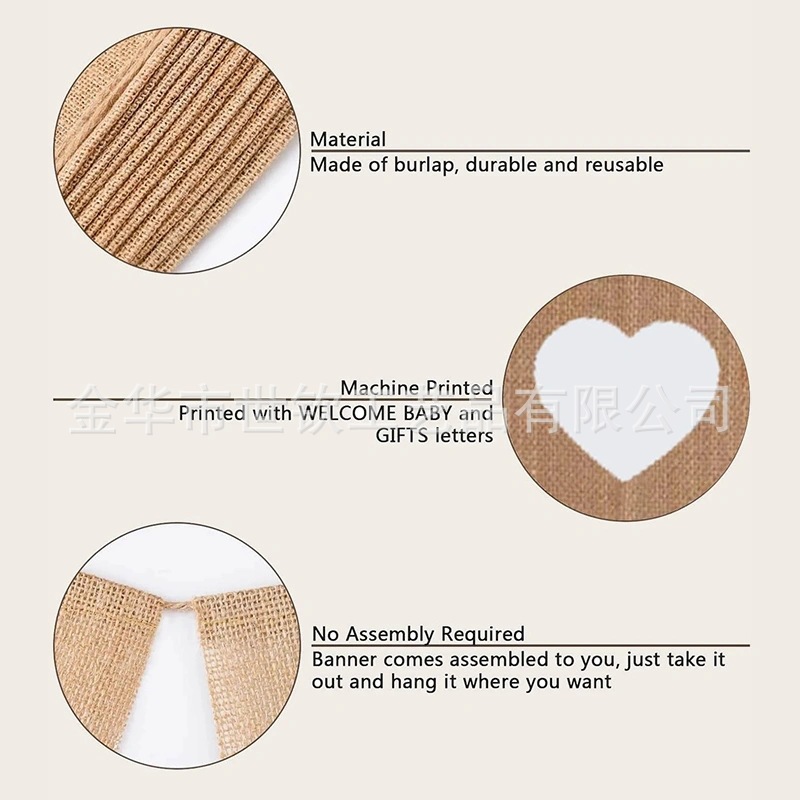 Fábrica directa de cumpleaños decoración de fiesta tira bandera colorida bienvenida bebé lino suministros de bandera de cola de golondrina