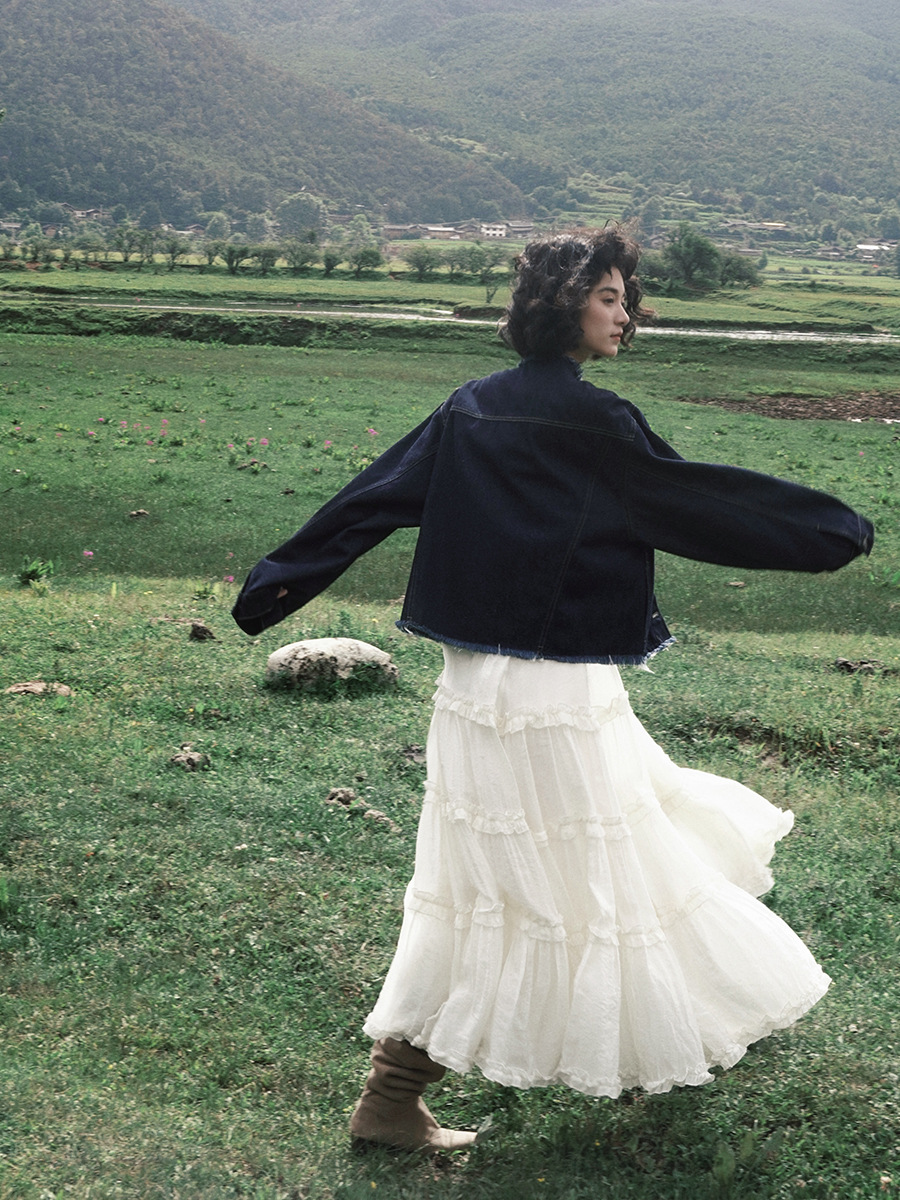 NEIHE内河2025春秋新作 優しい甘さと妖精のような千層ケーキロングスカート レディース 250016