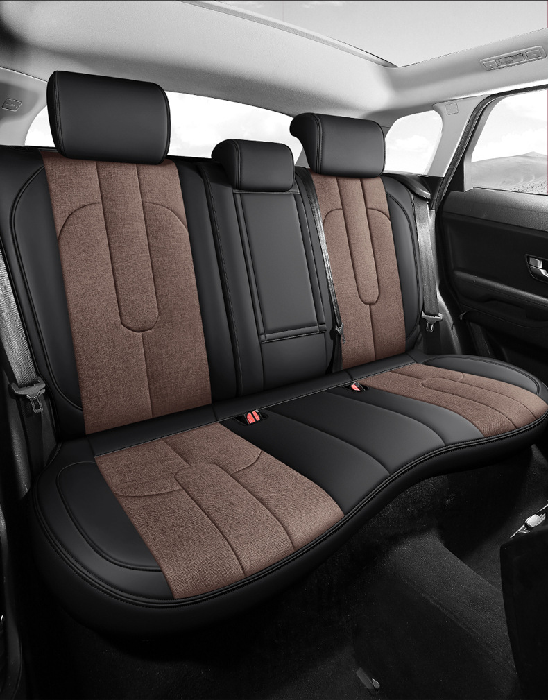 Car Seat Cover for Peugeot 308S 508L 2008 4008 5008, All-Season Leather and Linen Full Surround Seat Cover