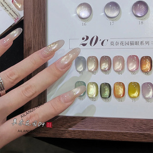 Eranomoine Garden 32-Color Set of High-Density Filled Glass Beads Cat Eye Gel Nail Polish with Dazzling Sparkle