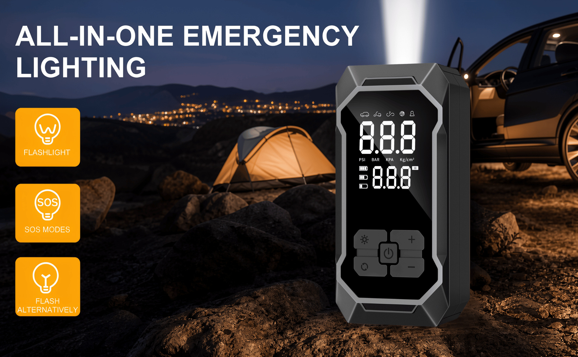 Cross-border emergency power supply and inflator all-in-one device, car-mounted wireless inflator, portable car jump starter and air pump