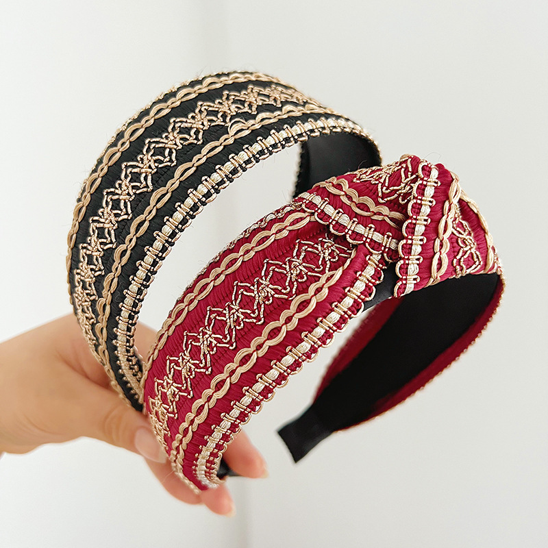 歐美跨境復古寬邊發箍時尚氣質民族風頭箍簡約百搭外出壓髮飾F972