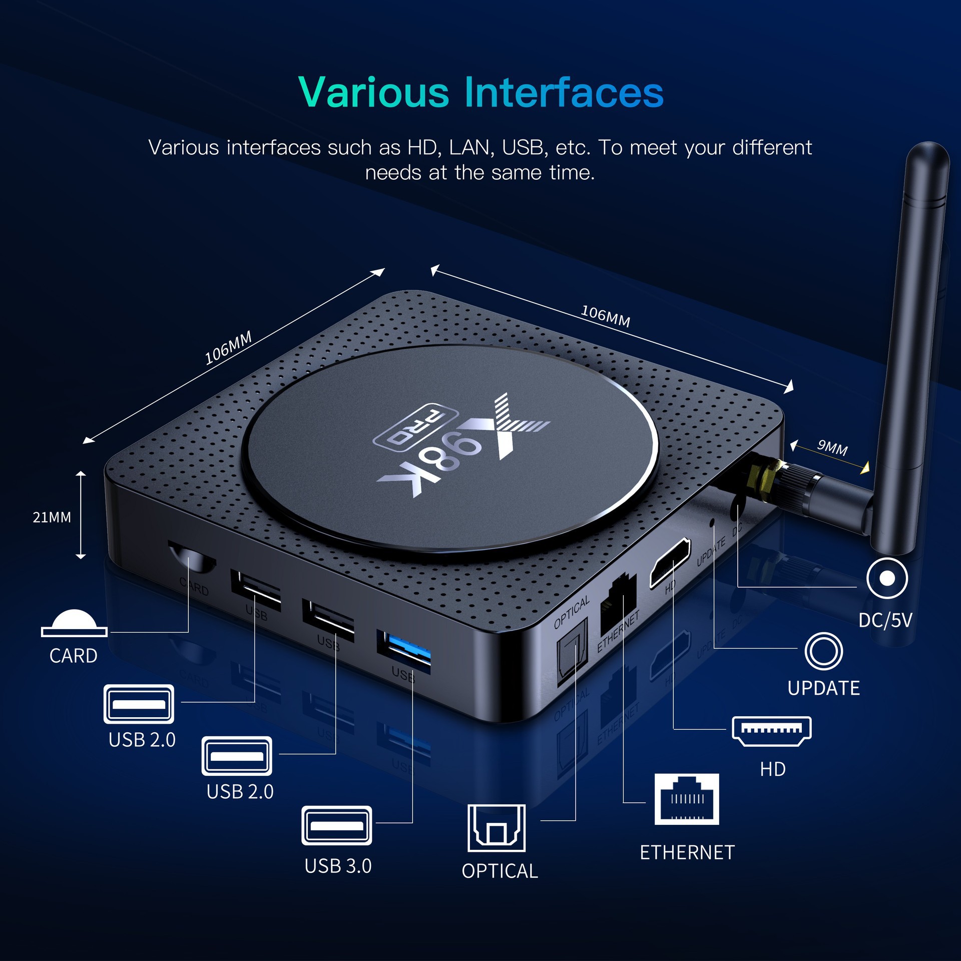 X98Kpro Tv Set-Top Box Android 11 Tvbox Rk3566 8K Hd Bluetooth Wifi Tv Box