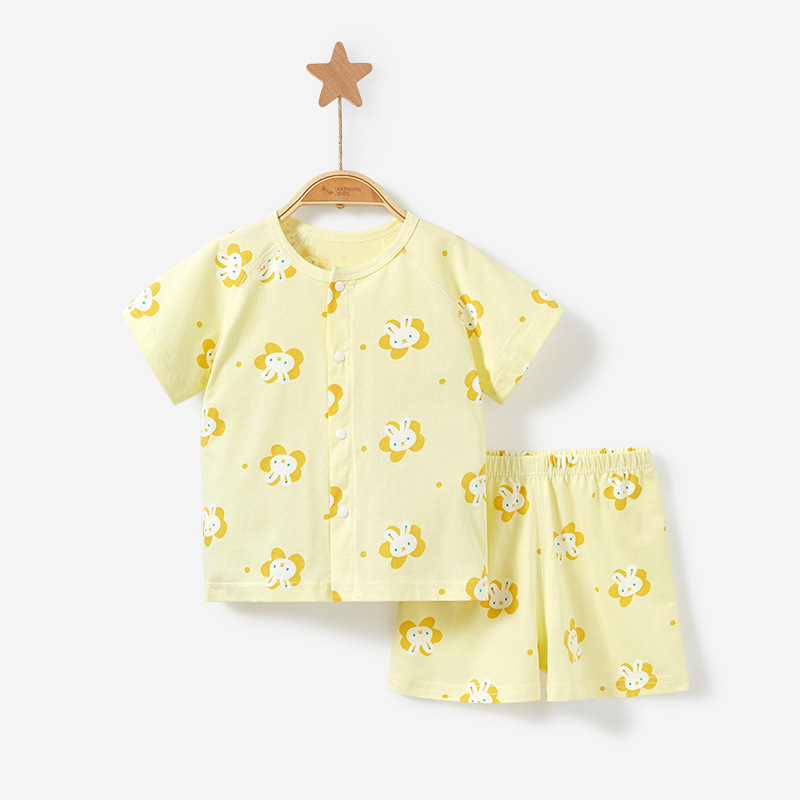 Bebé de manga corta traje de verano cardigan de algodón para niños dividido verano Delgado niños y niñas de dos piezas ropa de bebé