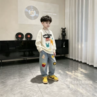 男童秋装套装2026新款卡通卫衣牛仔裤两件套中大童休闲潮流穿搭秋