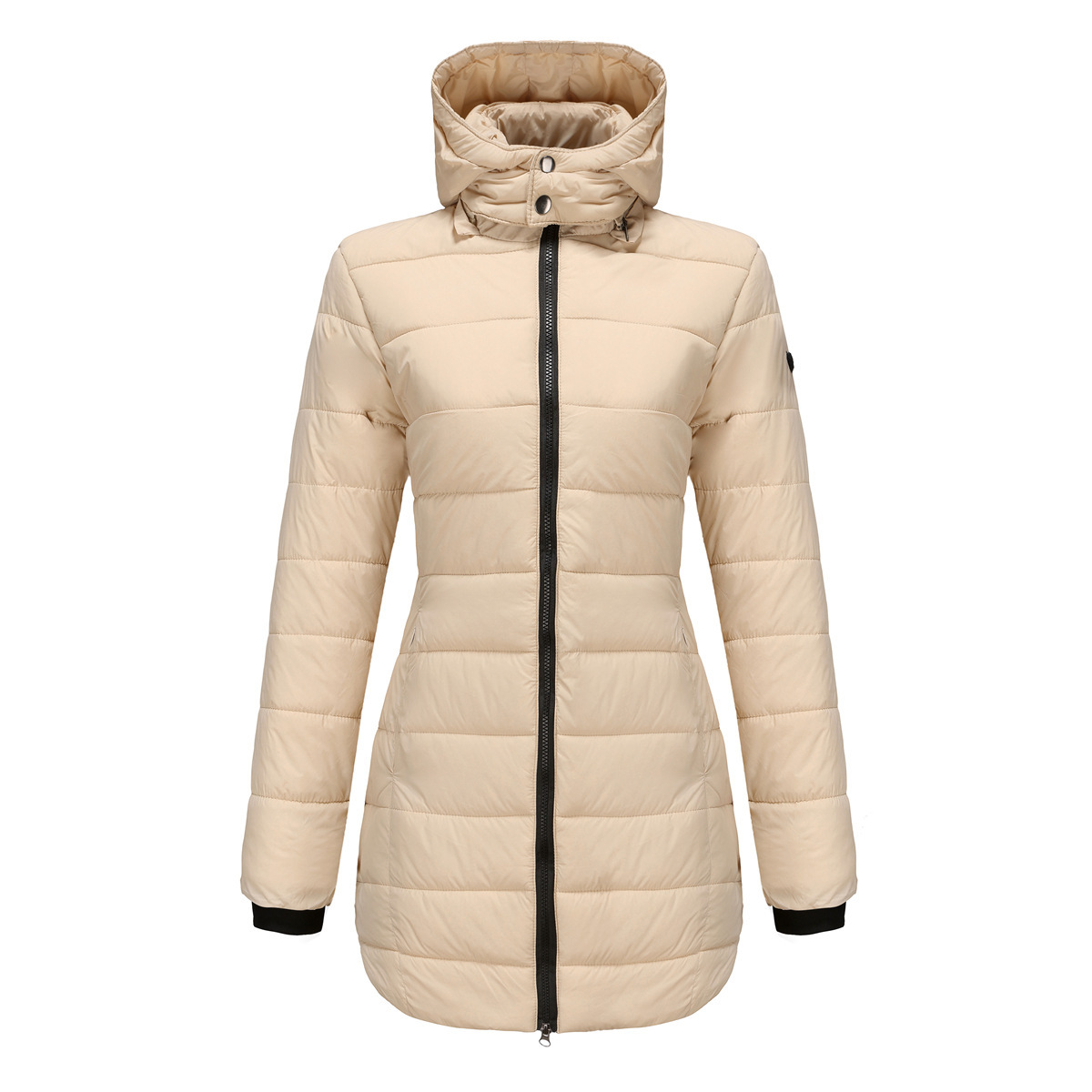 Abrigo de invierno para mujer con capucha extraíble parka impermeable_voghion.com