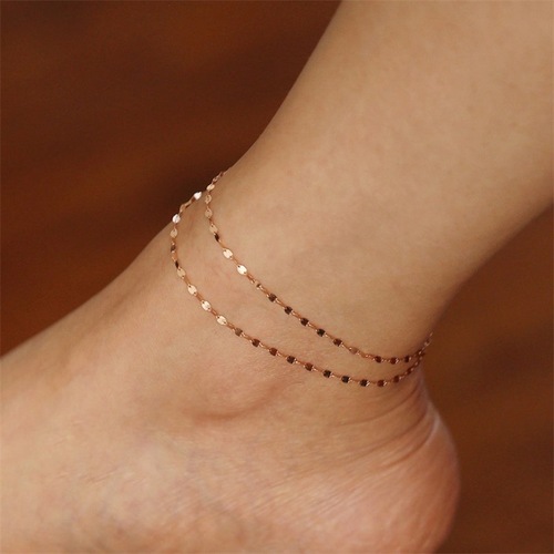 eManco Women's Stainless Steel Anklet Lace Chain Anklet Simple Gold Plated Anklet Foot Accessories Wholesale