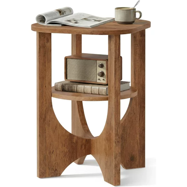 Round side table for small living rooms, sofa side shelf, simple multi-layer storage small coffee table for bedroom bedside
