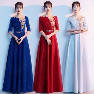 大合唱服演出服女长裙新款大气合唱团服装表演唱红歌显瘦礼服裙-阿里巴巴