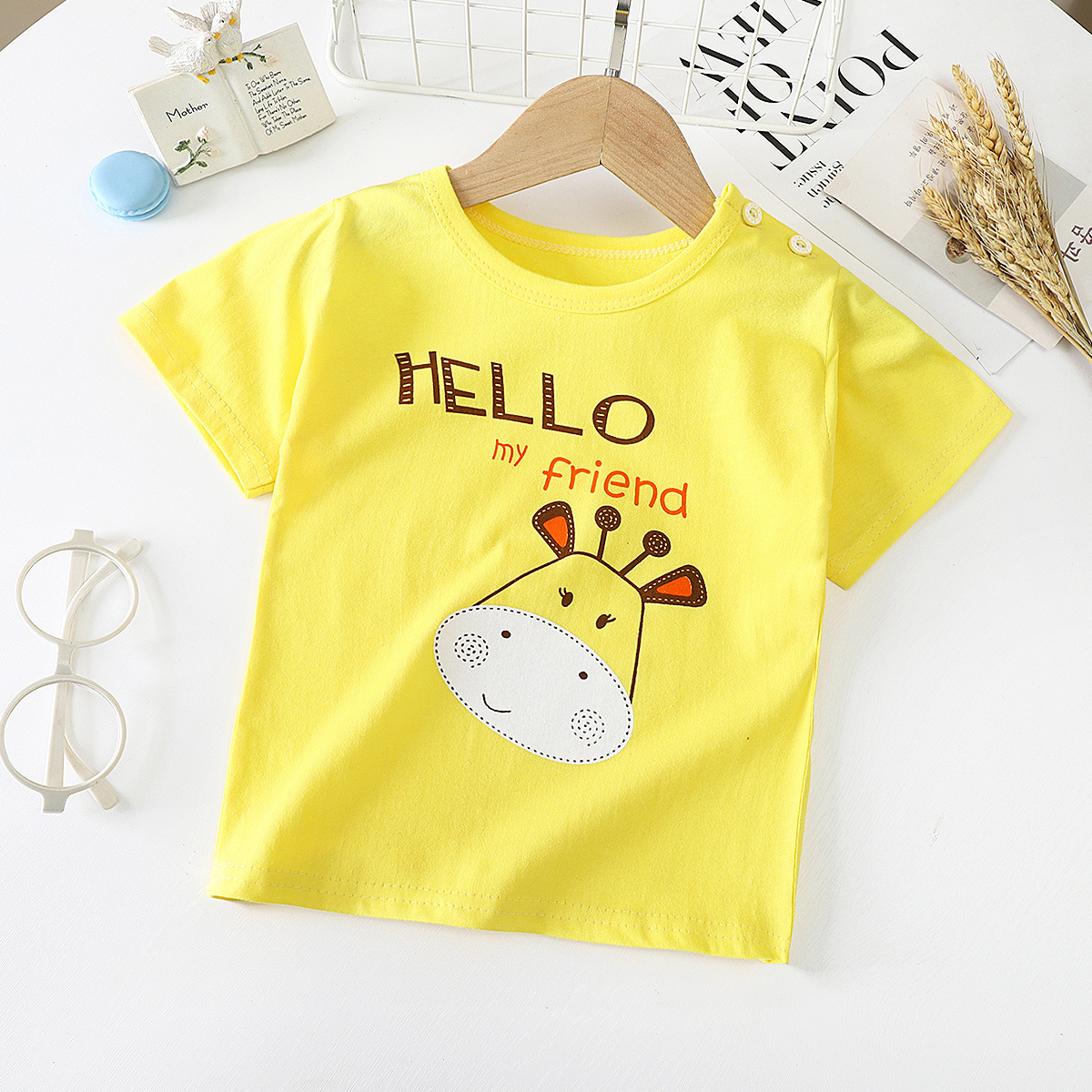 Children's short sleeve T-shirt cotton baby half sleeve bottomed shirt boys' and girls' baby top summer dress 0-7 years old one substitute