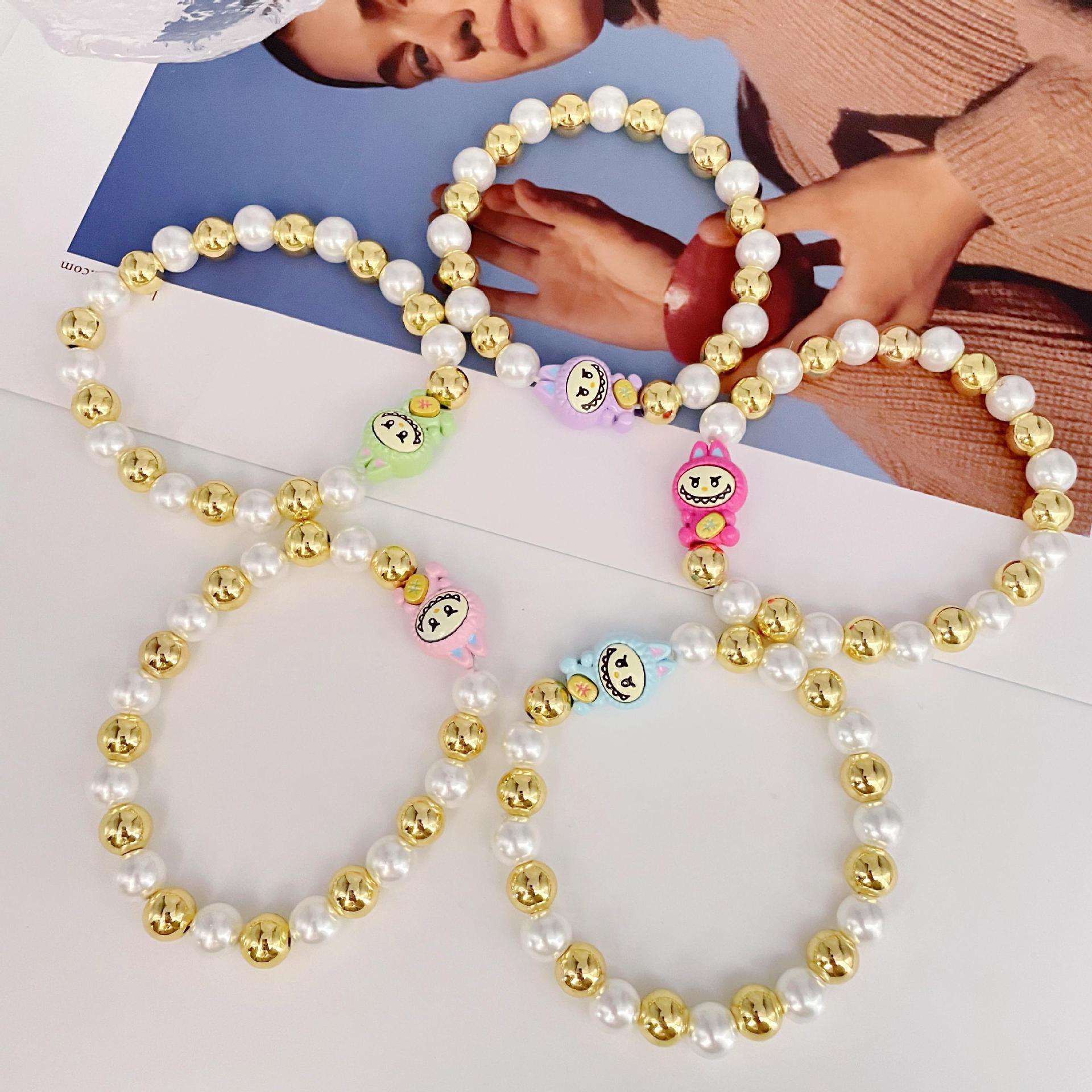 1 Piece Quantity Holiday, Daily Occasion Copper Material Wholesale Jewelry Cute Cartoon Character Copper Bracelets Beaded Chain