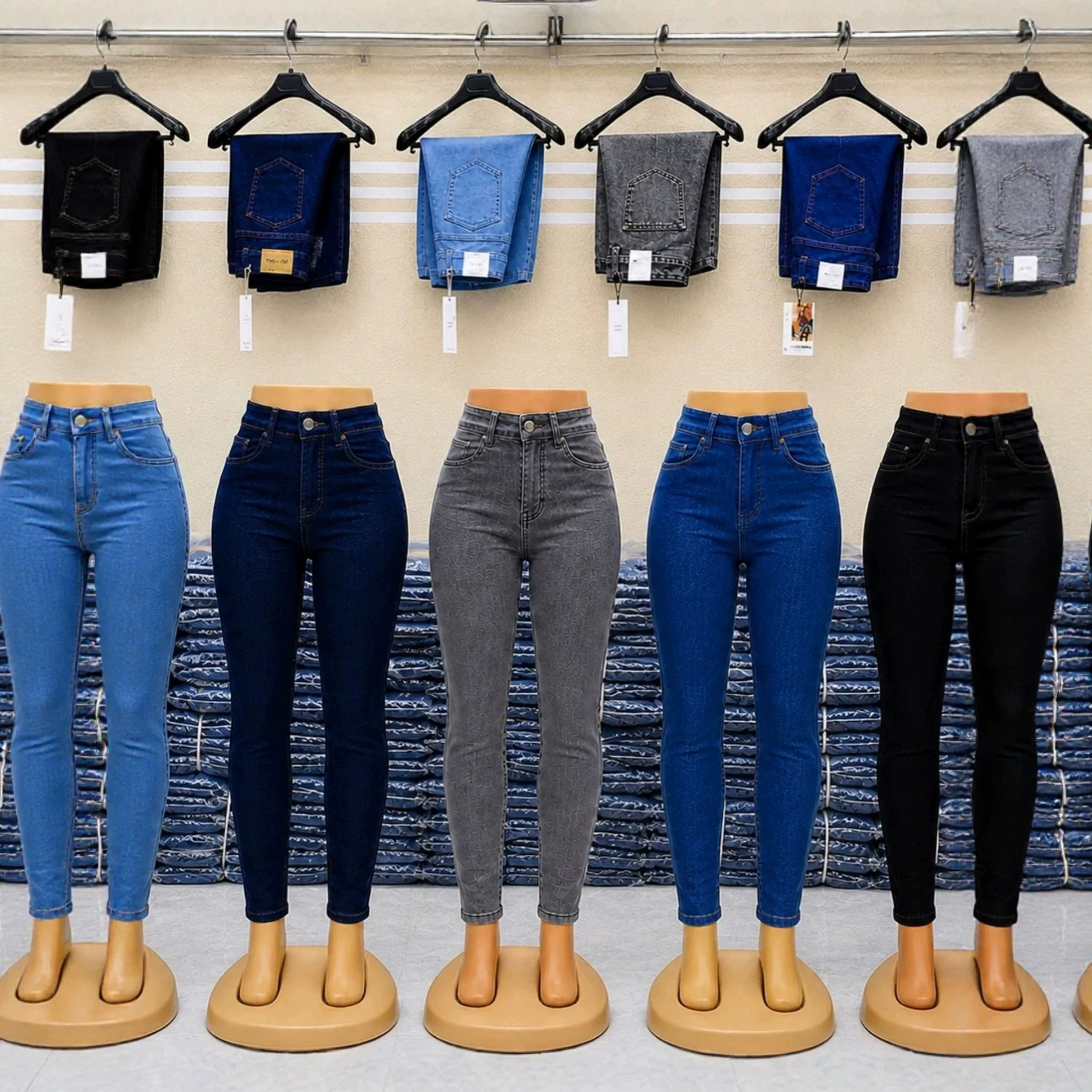 Women's skinny jeans, slim-fit long pants for women