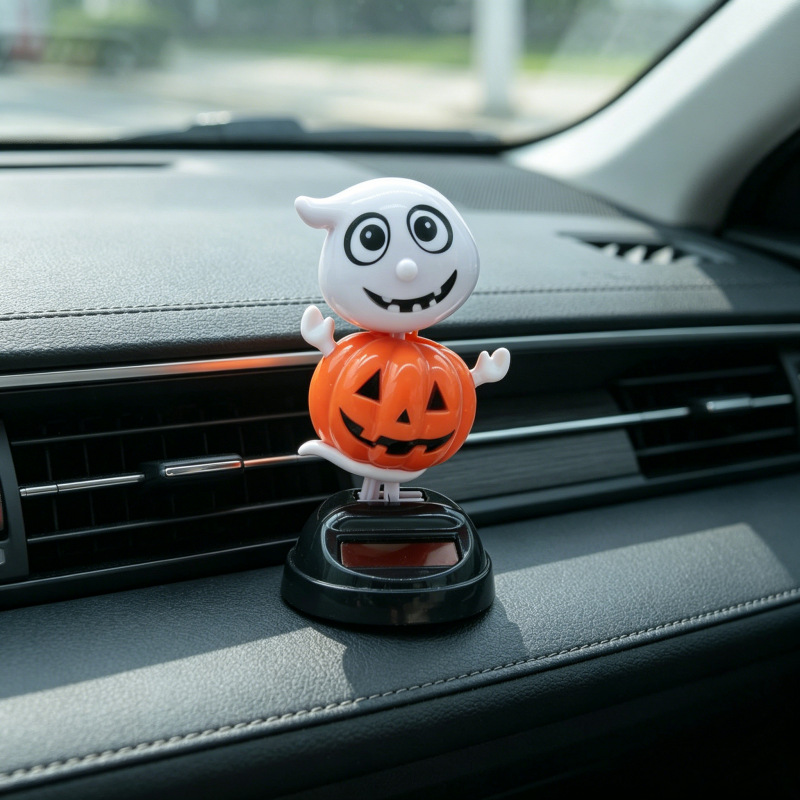 Decoración de muñecas de automóviles de energía solar de Halloween fiesta de fantasmas agitando animales interiores y exteriores decoración de fiesta de patio Día de los muertos