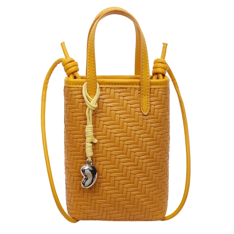 Bolso de teléfono móvil de moda coreana 2025 verano nuevo bolso de hombro tejido casual bolso de mensajero de todo fósforo para mujer