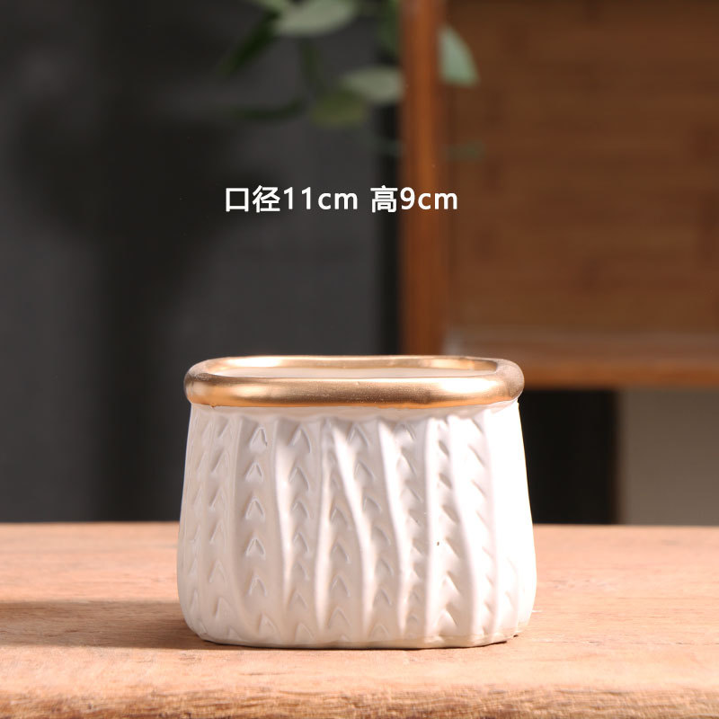 Espallas de trigo cuadrangular maceta de cerámica especial balcón de cerámica pequeña maceta de cerámica especial al por mayor