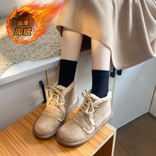 欧美冬季新款厚底加绒加厚雪地靴女外贸大码保暖系带短筒靴棉鞋女