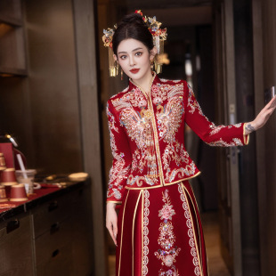 Xiuhe Wedding Clothes 2025 New Bride Wedding Heavy Industry Luxurious Chinese Xiuhe Wedding Clothes Slim Fit Out of the Pavilion Clothes Wholesale