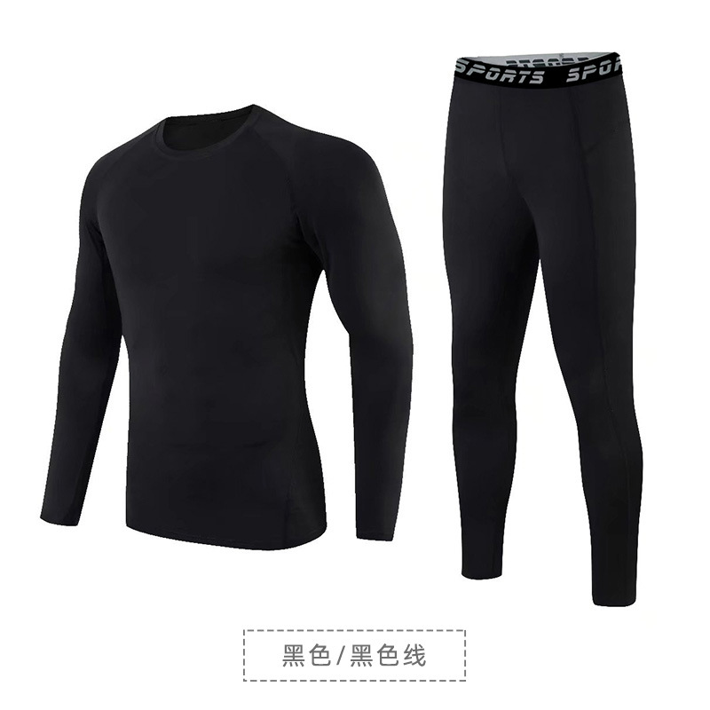 Otoño traje ajustado de los hombres deportes al aire libre correr fitness apretado alto estiramiento Slim Shaping traje