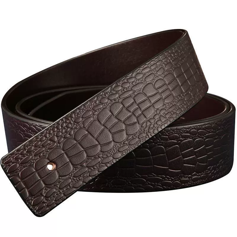 Belt men's leather without taking the lead with a smooth buckle and punching the head, the waist strap, no buckle, the male style cowhide without buckle pants band