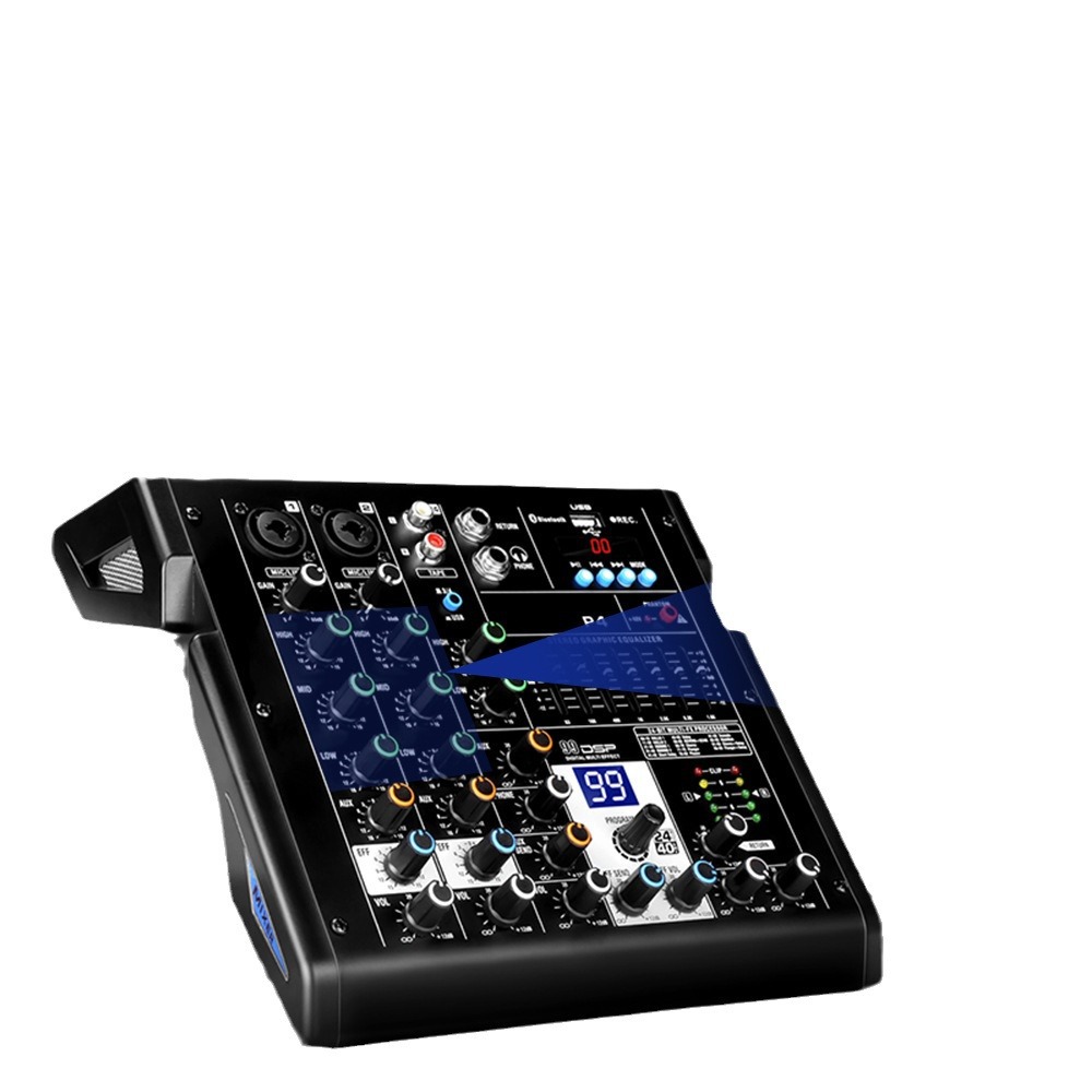 (2개) 국경 간 믹서 컴퓨터 녹음 블루투스 연결 99 효과 홈 성능 USB 작은 4 방향 믹서