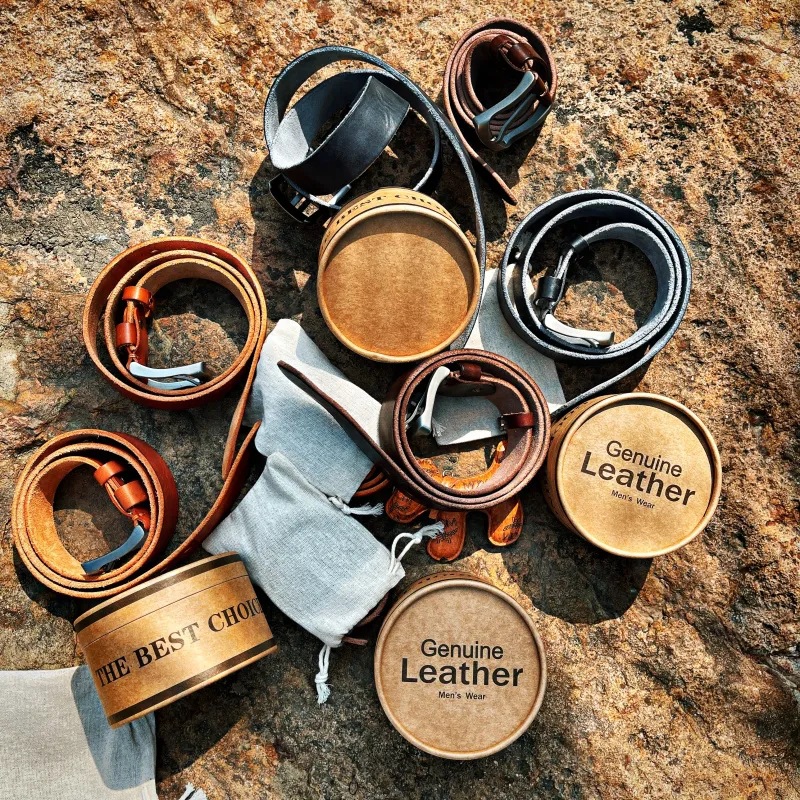 Retro First-layer Cowhide Tungsten Steel Belt For Men With Leather Belt