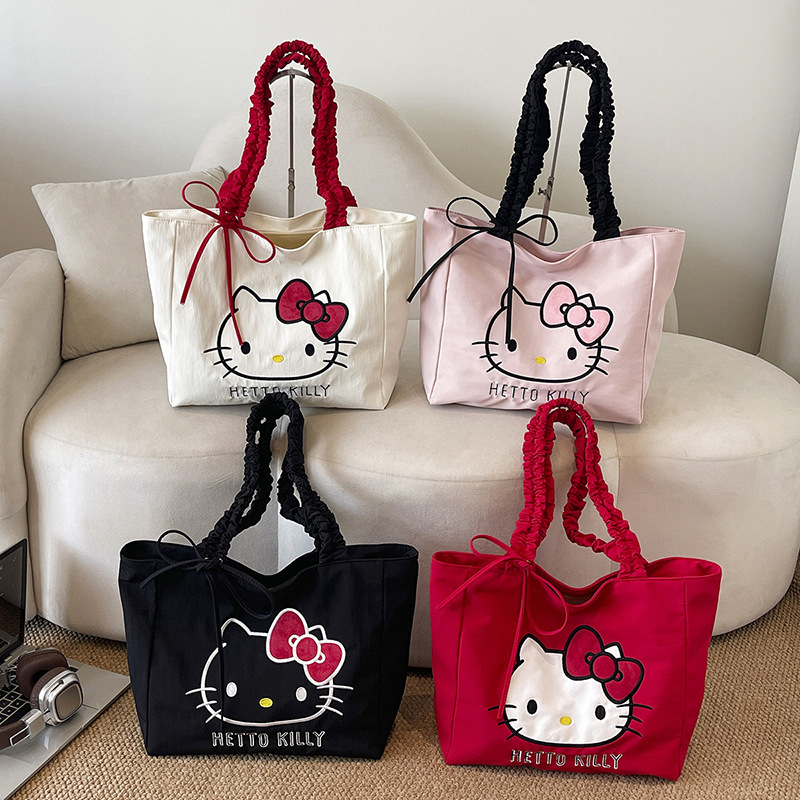 Summer cute kitty large-capacity bag for women 2026, popular this year, cartoon travel shoulder tote bag Summer cute kitty large-capacity bag for women 2026, popular this year, cartoon travel shoulder tote bag