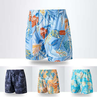 New adult men's beach pants summer thin quick-drying loose swimming trunks trendy printed boxer sports shorts
