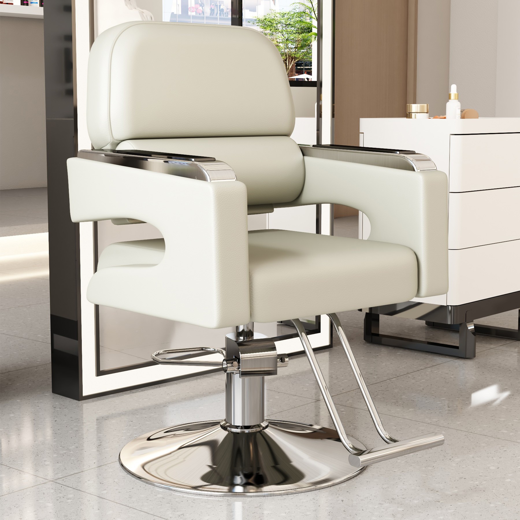 Blanco beige + plateado placa de piso grueso