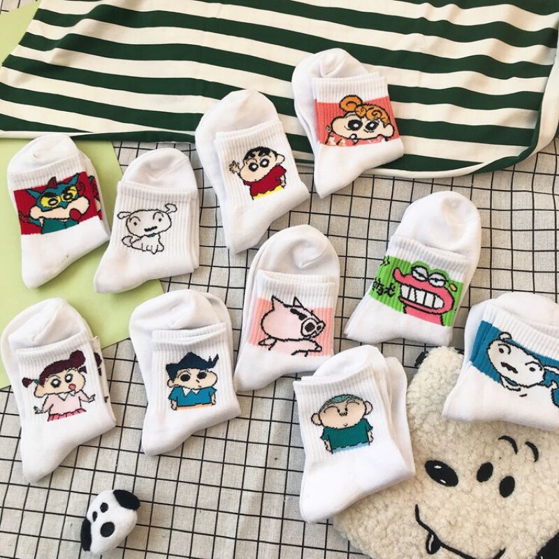 Japanese ins student cute crayon cartoon socks female summer sports personality skateboard socks mid-calf socks fashion