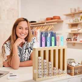 简约木质唇膏置物架唇彩口红展示架实木桌面立式咖啡胶囊整理支架