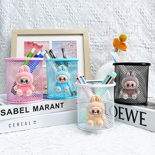 New Cute Cartoon Flocked Cloth Round Pen Holder Creative High-Value Stationery Sundry Storage Pen Holder
