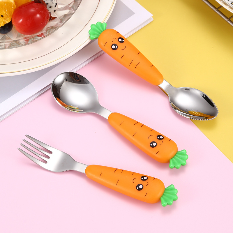 baby-feeding-utensils-cartoon-carrot-fork-spoon-children-cutlery-set-kid-tableware-kitchen-gadgets-cake-vegetable-fork-teaspoon