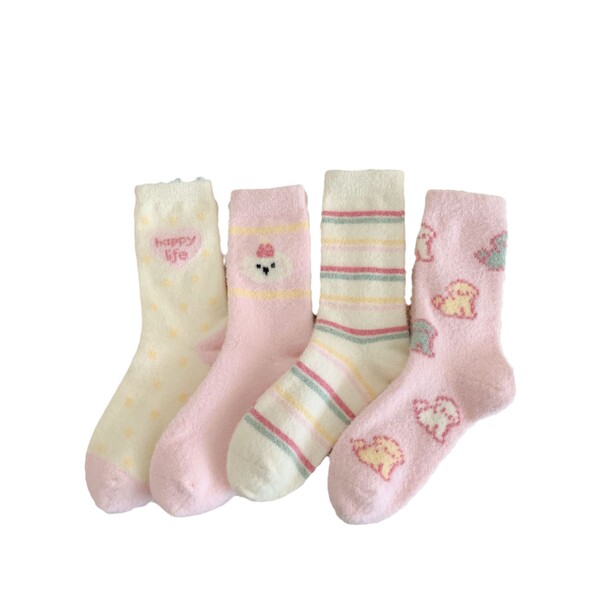 Cute demi-season keep warm velvet autumn socks