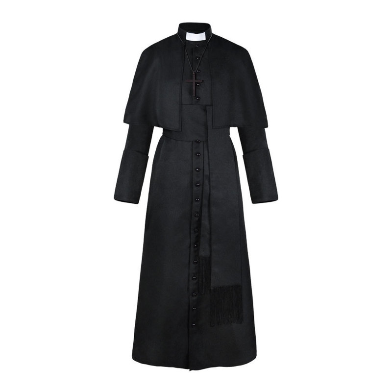 2023アマゾン純色牧師cos服ハロウィーン神父中世復古コスプレ衣装スポット|undefined