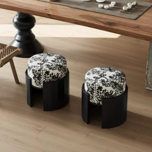 Medieval Style Retro Home Tea Stool Door Shoe Changing Stool Footrest Modern Simple Log Bedroom Dressing Stool Round Stool