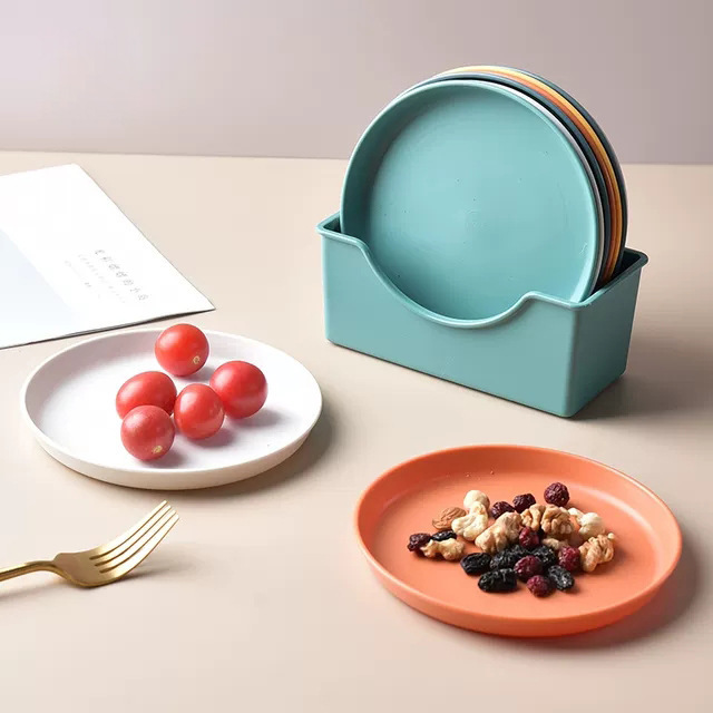 Plastic Bone Dish, Round Plate for Home Dining Table, Garbage Bone Residue Tray, Japanese-Style Snack Cake Dessert Plate, Tableware