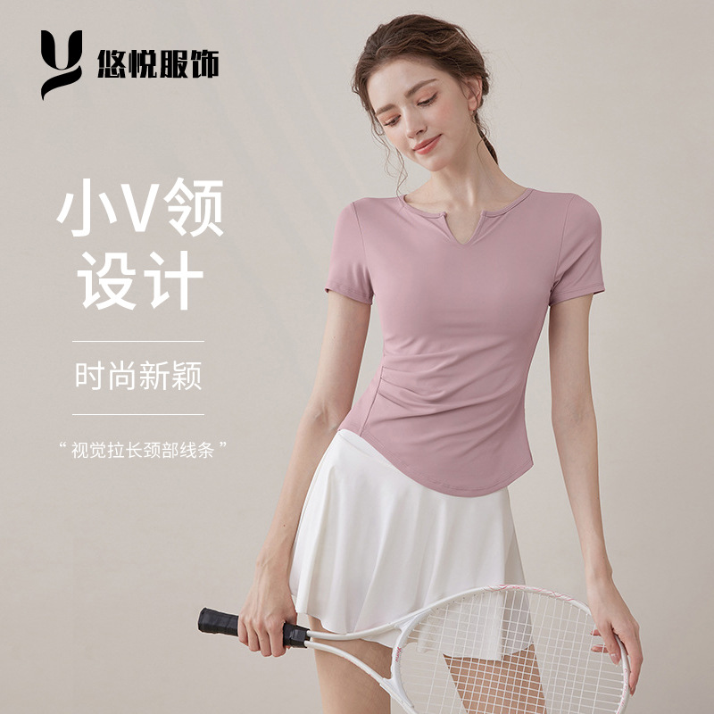 Yoga Clothing Women's 2025 New Summer Short Sleeve Running Slim Sports Top Pilates Training Fitness Clothing suit