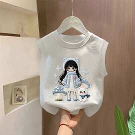 外贸批发夏季女童T恤韩版儿童短袖女孩温柔百搭潮流外出上衣童装