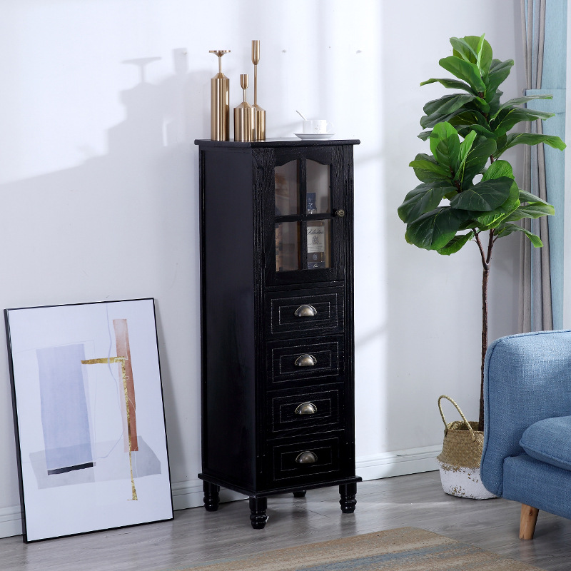 American retro meseta de cabecera de madera sólida hendidura pequeño vinícola tipo cajón 40CM gabinete de almacenamiento TV sala de estar vertical