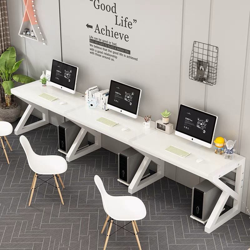 Office Desk, Home Desk, Simple Three-Seat Studio Computer Desk, Integrated Writing Desk, E-Sports Desk, Advanced