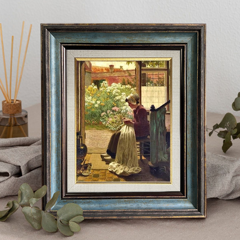 Marco de pintura al óleo retro marco exterior europeo americano de gran tamaño marco de montaje digital marco de fotos montado en la pared punto de cruz