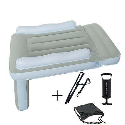 Vehicle-mounted inflatable bed Mattress, Rear Seat Folding - gray-mattress-safety-belt-hand-pump-drawstring-pocket