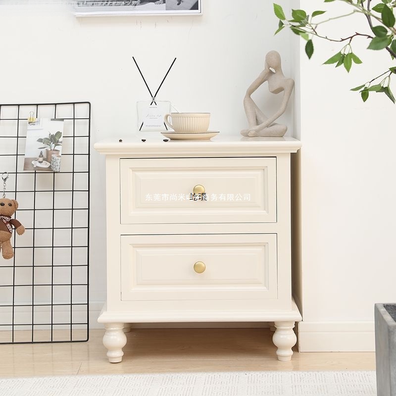 European-Style Bedside Cabinet European-Style Bedside Cabinet Solid Wood Light Luxury Simple Bedroom Home Small Narrow Storage Rack Retro